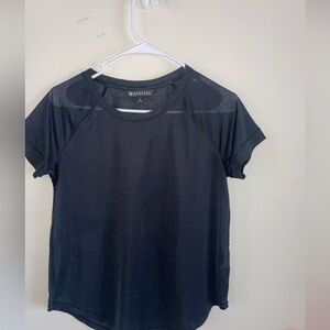 Athleta womens Black Short Sleeve Sheer T-shirt Top. Small